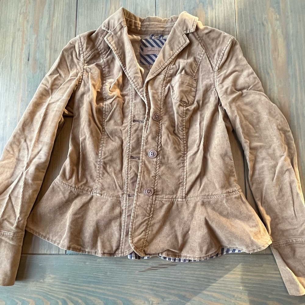 Tan corduroy Anthropology blazer.